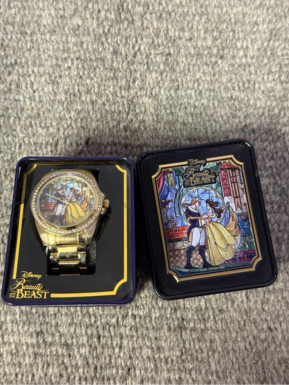 Disney Beauty and the Beast Gold-tone Watch with Yellow Dial Art